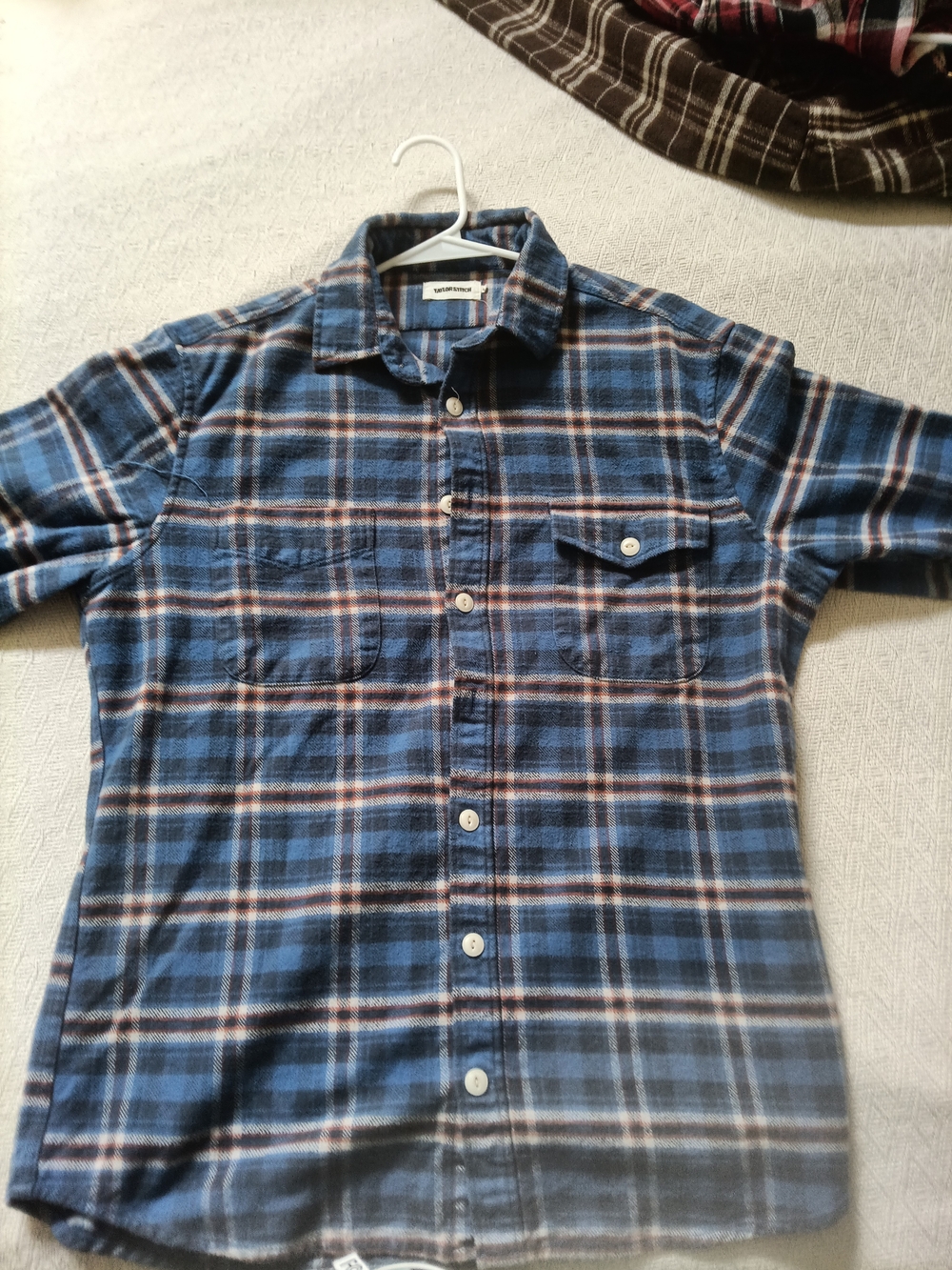 Taylor Stitch Large Used Mid-weigbt Blue Plaid Men’s Button-Up Shirt